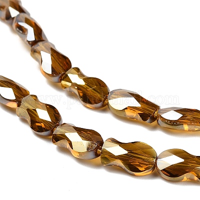 Стеклянные бусины с гальваническим покрытием  EGLA-P066-01A-AB12-1