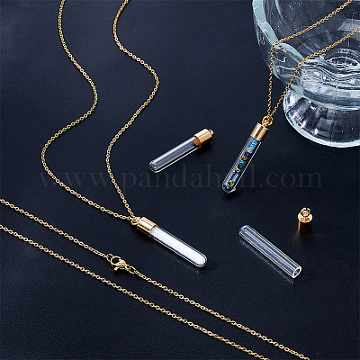 Наборы для самостоятельного изготовления ожерелий с подвесками из нержавеющей стали 304 и стеклянной бутылки DIY-HS0001-51G-1