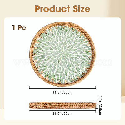 Сервировочные подносы из ротанга и смолы AJEW-WH20001-76A-1