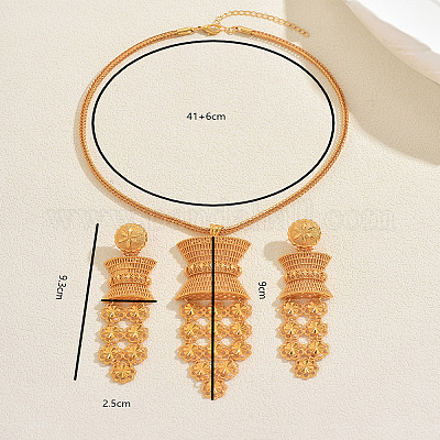 Комплекты из винтажных сплавов с полыми цветами и кисточками для женщин BI3296-1