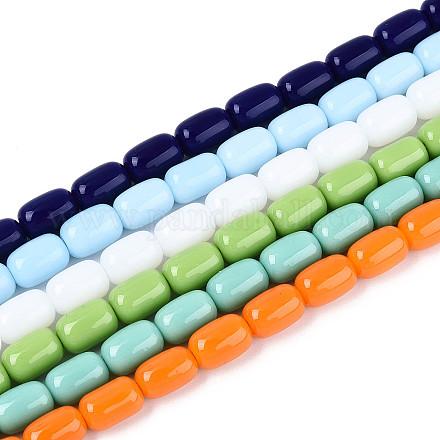 Непрозрачные сплошные цветные стеклянные бусины GLAA-N058-6x9mm-B01-1