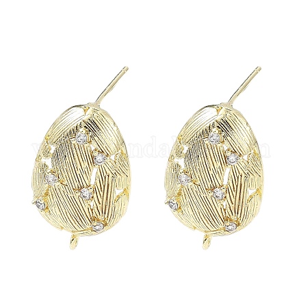 Латунные микро-паве прозрачные серьги-гвоздики из циркония KK-Z106-02G-02-1