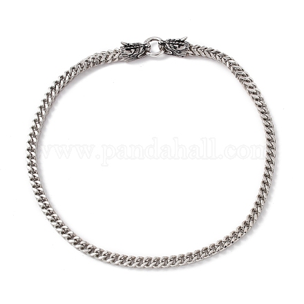 Не тускнеющее ожерелье из цепочек из нержавеющей стали 304 с застежками в виде дракона для мужчин и женщин NJEW-E155-05P-1