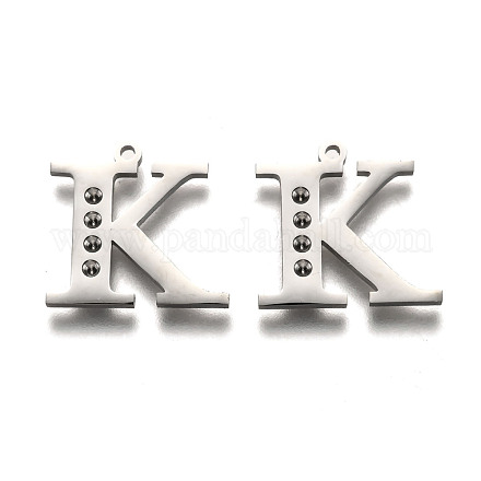 Подвеска в форме буквы из не тускнеющей нержавеющей стали 304 со стразами STAS-Y006-61P-K-1