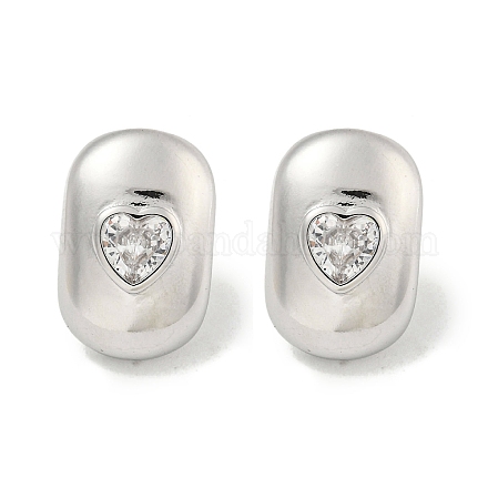 Серьги-гвоздики из латуни с микропаве из кубического циркония для женщин EJEW-E312-01C-P-1