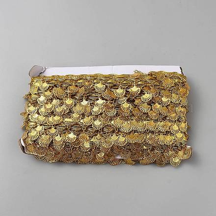 Лента с отделкой из полиэстерового кружева с бахромой и кисточкой из железных подвесок OCOR-WH0078-337B-1-1