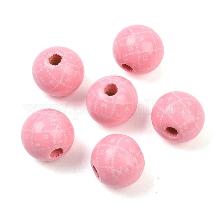 Рождественские печатные европейские бусины из дерева схима WOOD-I015-01A-1