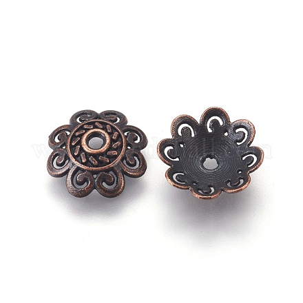 Крышки для бусин тибетского стиля TIBEB-00955-R-NR-1