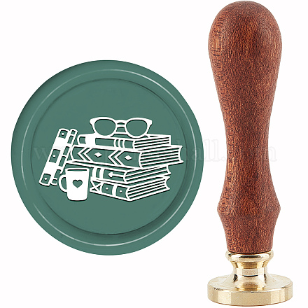 Латунная восковая печать штамп с ручкой AJEW-WH0184-0840-1