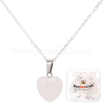 10 шт. ожерелье с геометрическим кулоном из натурального розового кварца NJEW-BBC0001-17-1