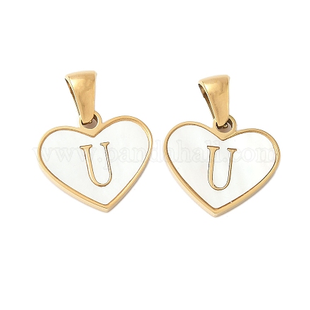 Сердце из натуральной белой ракушки из нержавеющей стали 304 с подвесками в виде инициалов STAS-R168-25G-U-1