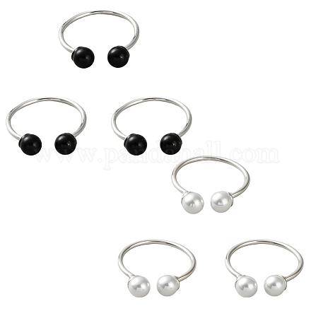 2 комплект 2-х цветных латунных пластиковых перстней с жемчугом для женщин RJEW-GO0001-26-1