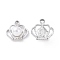 Alloy Crystal Rhinestone Pendants, with ABS Plastic Imitation Pearl Bead, Crown Charms, Platinum, 17.5x18x8.5mm, Hole: 2.5mm