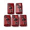 Baking Painted Glass Enamel Beads, Hand Drawn Beads, Playing Card, Dark Red, 24.5~25x14.5~15x7.5~8.5mm, Hole: 1.6~1.8mm