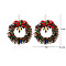 Christmas Alloy Dangle Earrings, with Enamel & Acrylic & Resin, Golden, Christmas Bell, 74x70mm