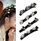 Fashion Double Layer Plastic Alligator Hair Clips Sets, Flower & Butterfly Hair Accessories for Woman Girls, Black, 93x16~19.5x32.5~35mm, 4pcs/set