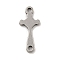 201 Stainless Steel Connector Charms, Religion Cross Links, Stainless Steel Color, 17.5x7.5x1mm, Hole: 1.4mm
