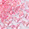 Transparent Spray Painted Glass Beads, with Glitter Powder, Butterfly, Hot Pink, 8x15x4.5mm, Hole: 1mm