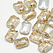 Pointed Back Glass Rhinestone Cabochons, Faceted, Rectangle Octagon, Light Colorado Topaz, 18x13x5mm