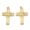 Brass Pendants, Cross, with Jump Rings, Lead Free & Cadmium Free, Long-Lasting Plated, Rack Plating, Real 18K Gold Plated, 44x29.5x4mm, Hole: 2mm