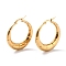 Ion Plating(IP) 304 Stainless Steel Hoop Earrings, Hypoallergenic Earrings, Textured Ring, Real 24K Gold Plated, 40x38.5x3~6mm, Pin: 0.8mm