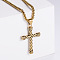 Retro Rock Punk Men's Striped Cross 304 Stainless Steel Pendant Necklaces, Golden