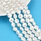 Electroplated Shell Pearl Beads Strands, Flat Round, Polished, White, 10x6mm, Hole: 0.9mm, about 38pcs/strand, 15.63''(39.7cm)
