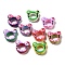 Baking Paint Acrylic Beads, Hand Drawn Beads, with Enamel, Frog, Mixed Color, 20x22x9mm, Hole: 3mm