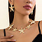 Starfish Iron Link Chain Necklaces & Stud Earrings Sets, Golden, 370mm