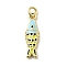 Brass Enamel Pendants, Fish Charm, Long-Lasting Plated, Cadmium Free & Lead Free, Real 18K Gold Plated, with Jump Ring, Sky Blue, 21x6.5x3mm, Hole: 3mm