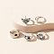Alloy Rhinestone and Enamel Cuff Rings/Finger Rings Set, Antique Silver, Inner Diameter: 18mm