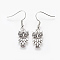 Fashion Halloween Tibetan Style Earrings, with Brass Earring Hooks, Antique Silver, 36mm