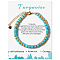 Adjustable Natural Turquoise Bead Bracelets, Round Brass Bracelets for Women, 1/4 inch(0.6cm)