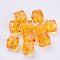 Transparent Acrylic Beads, Cube, Faceted, Orange, 10x10x8mm, Hole: 1.5mm, about 900pcs/500g