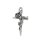 316 Surgical Stainless Steel Pendants, Cross with Rose Charm, Antique Silver, 33x17.5x4mm, Hole: 2.2mm