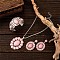 Oval Synthetic Turquoise Stud Earrings & Pendant Necklaces & Cuff Bangles, Alloy Jewelry Sets, Pink, 450mm