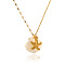 Ocean Theme Natural Shell & 304 Stainless Steel Pendant Dapped Chain Necklaces for Women, Real 18K Gold Plated, Antique White, Starfish, 15.35 inch(39cm)