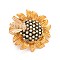 Sunflower and Bee Crystal Rhinestone Badge, Alloy Lapel Pin for Backpack Clothes, Golden, 29x6.5mm, Pin: 0.7mm