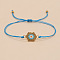 Bohemian Style Glass Seed Beaded Link Bracelets, Adjustable Polyester Cord Braided Bracelets for Women, Hexagon, Sky Blue