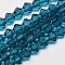 Transparent Glass Beads Strands, Faceted, Bicone, Steel Blue, 2.9~3.3x2.5mm, Hole: 0.7mm, about 135~140pcs/strand, 38~40cm