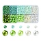 DIY Beads Kits, inclduing ABS Plastic Imitation Pearl Beads, Glass Seed Beads, Green, 3~6x2~5.5mm, Hole: 0.8~2mm