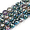 Transparent Electroplate Glass Bead Strands, AB Color Plated, Faceted(96 Facets), Round, Teal, 8mm, Hole: 1.4mm, about 66~68pcs/strand, 49~51cm