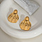 304 Stainless Steel Leaf Stud Earrings, Golden, 38x29.9mm