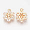 Brass Cubic Zirconia Charms, Nickel Free, Real 18K Gold Plated, Snowflake, Golden, 15x11.5x4mm, Hole: 1.5mm