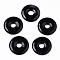 Natural Black Agate Pendants, Dyed & Heated, Donut/Pi Disc, Donut Width: 9mm, 25x4mm, Hole: 6~7mm
