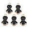 Alloy Enamel Pendants, Cadmium Free & Lead Free, Light Gold, Children, Black, 20x12x1.5mm, Hole: 2mm