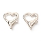 Zinc Alloy Lobster Claw Clasps, Heart, Platinum, 26x22x6mm, Hole: 2mm