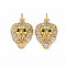 Brass Micro Pave Clear Cubic Zirconia Pendants, Nickel Free, Lion, Real 18K Gold Plated, 19x13.5x6mm, Hole: 3mm, Jump Ring: 5x1mm, 3mm inner diameter