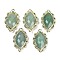 Natural Green Aventurine Faceted Horse Eye Links, Rack Plating Brass Micro Pave Green Cubic Zirconia Connector Charms, Golden, 24.5x14.5x4.5mm, Hole: 1.2mm