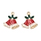 Christmas Alloy Enamel Pendants, Light Gold, Bell, 21x19x2.5mm, Hole: 1.6mm